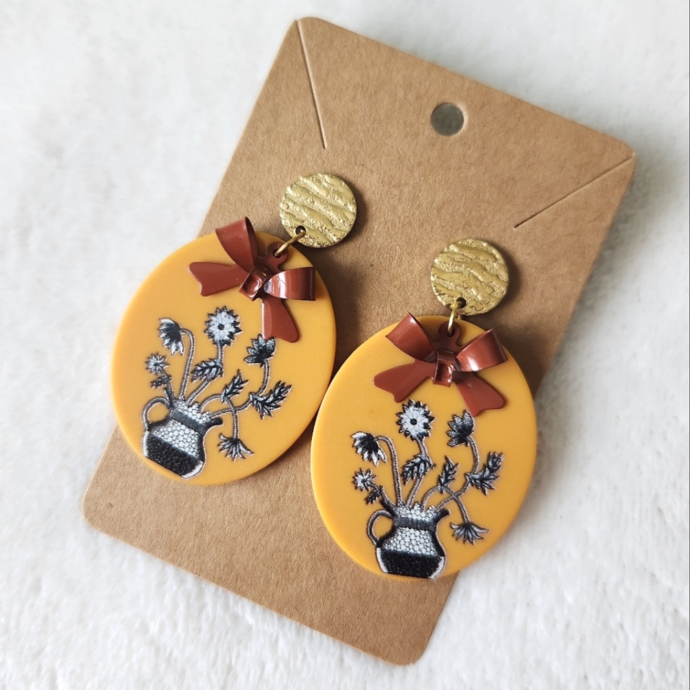 Floral Statement Earrings with Bow